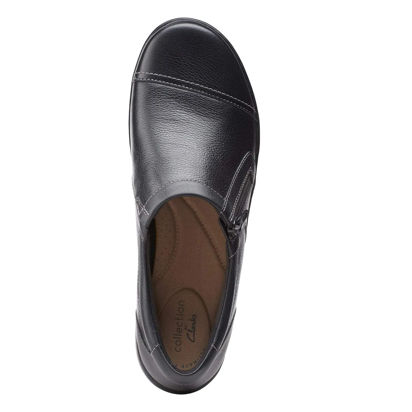 Clarks womens Cora Giny Loafer Flat, Black Tumbled/Smooth Leather, 10 Wide US