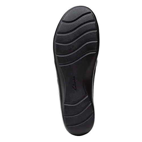 Clarks womens Cora Giny Loafer Flat, Black Tumbled/Smooth Leather, 8.5 US