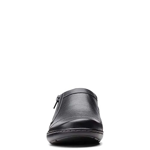 Clarks womens Cora Giny Loafer Flat, Black Tumbled/Smooth Leather, 8.5 US