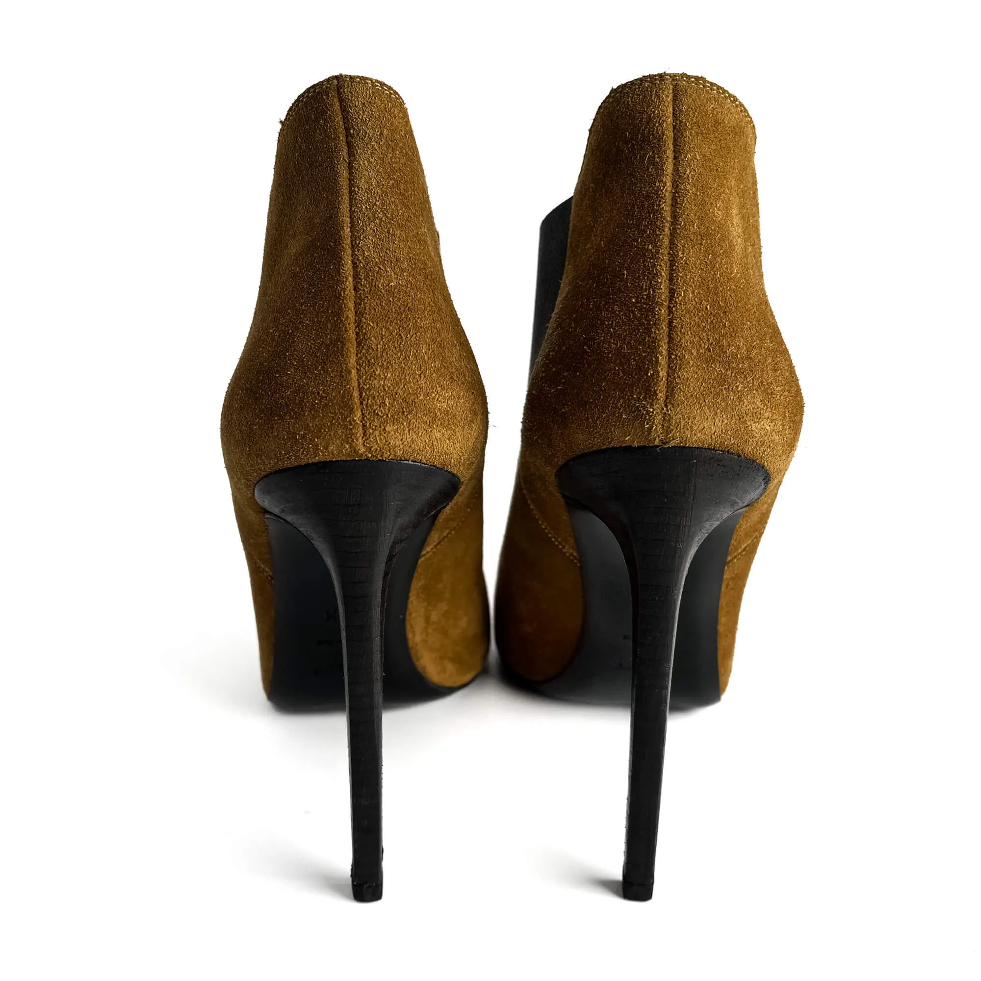 Classic Paris Ela Suede High Heel Ankle Boots 40 1/2 Cinnamon