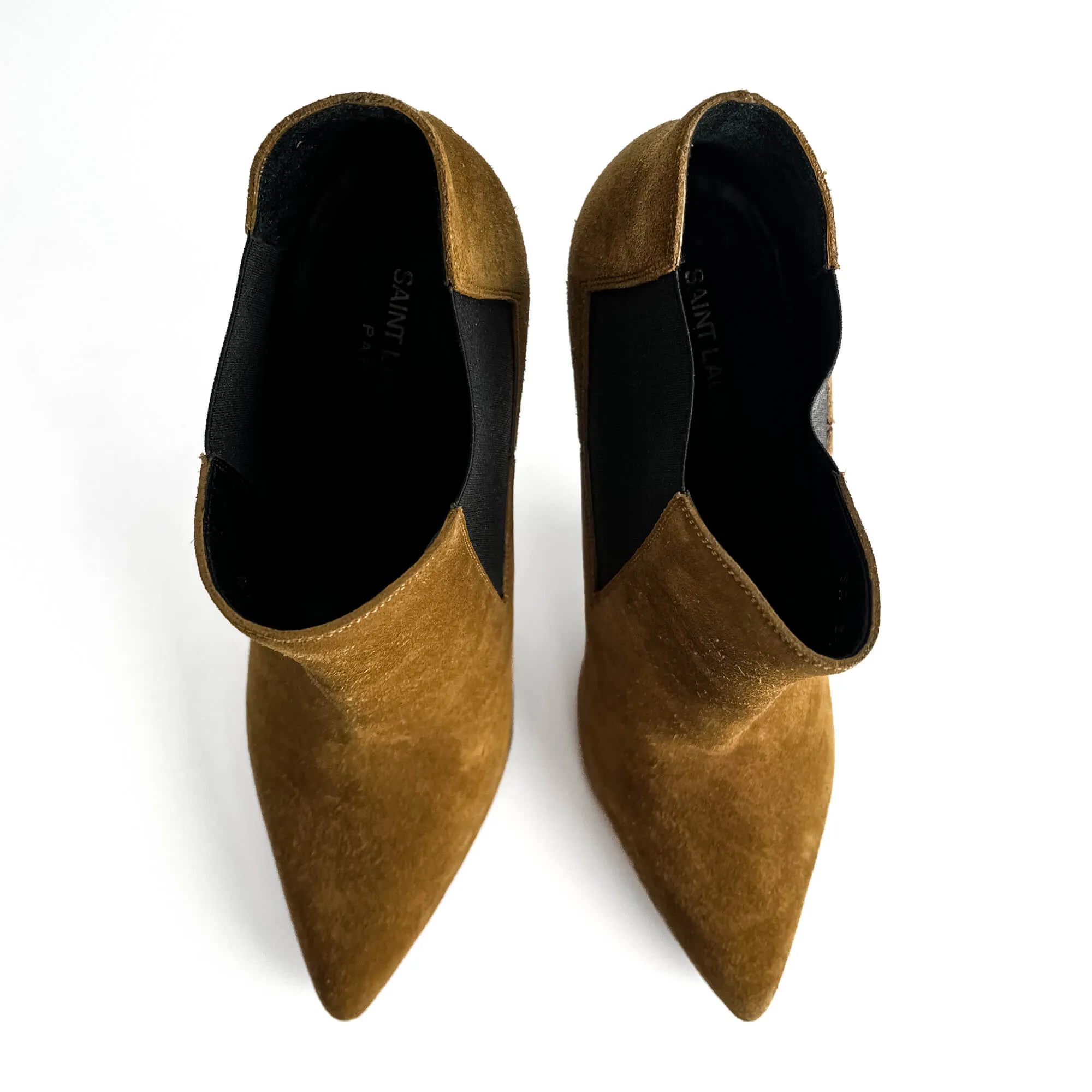 Classic Paris Ela Suede High Heel Ankle Boots 40 1/2 Cinnamon