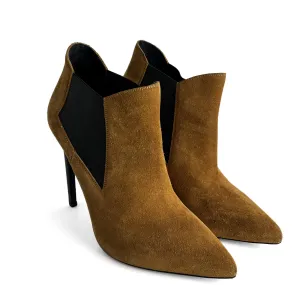 Classic Paris Ela Suede High Heel Ankle Boots 40 1/2 Cinnamon