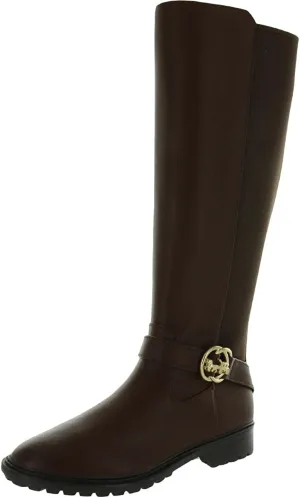 COACH Womens Farrah II Faux-Leather Zipper Knee-High Boots Brown 7 Medium (B,M)