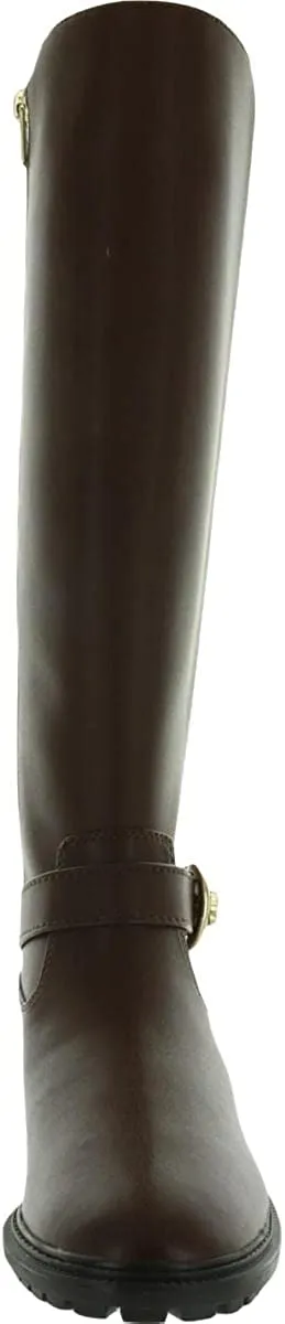 COACH Womens Farrah II Faux-Leather Zipper Knee-High Boots Brown 7 Medium (B,M)