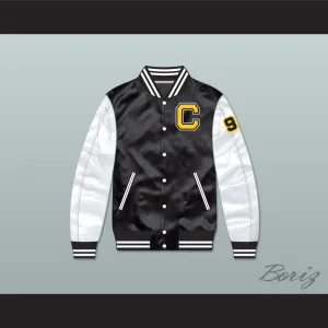 Coldwater High School Football Black/ White Varsity Letterman Satin Bomber Jacket