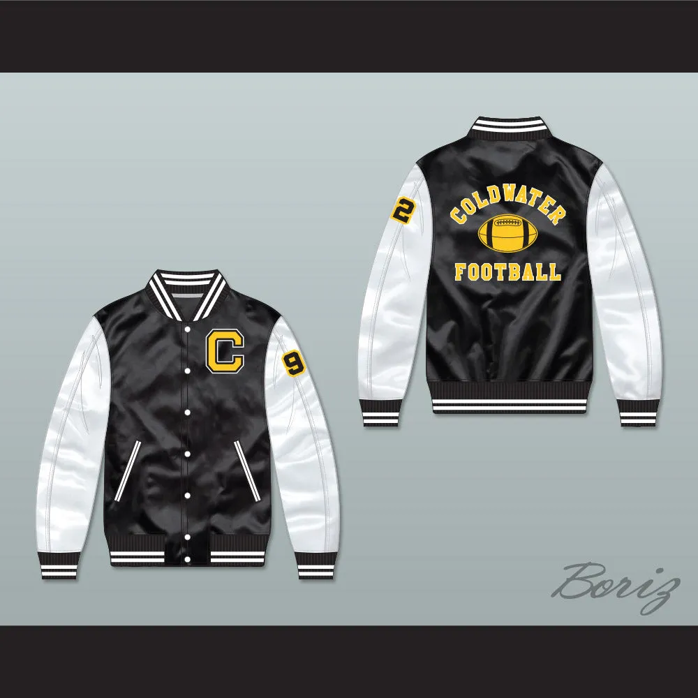 Coldwater High School Football Black/ White Varsity Letterman Satin Bomber Jacket