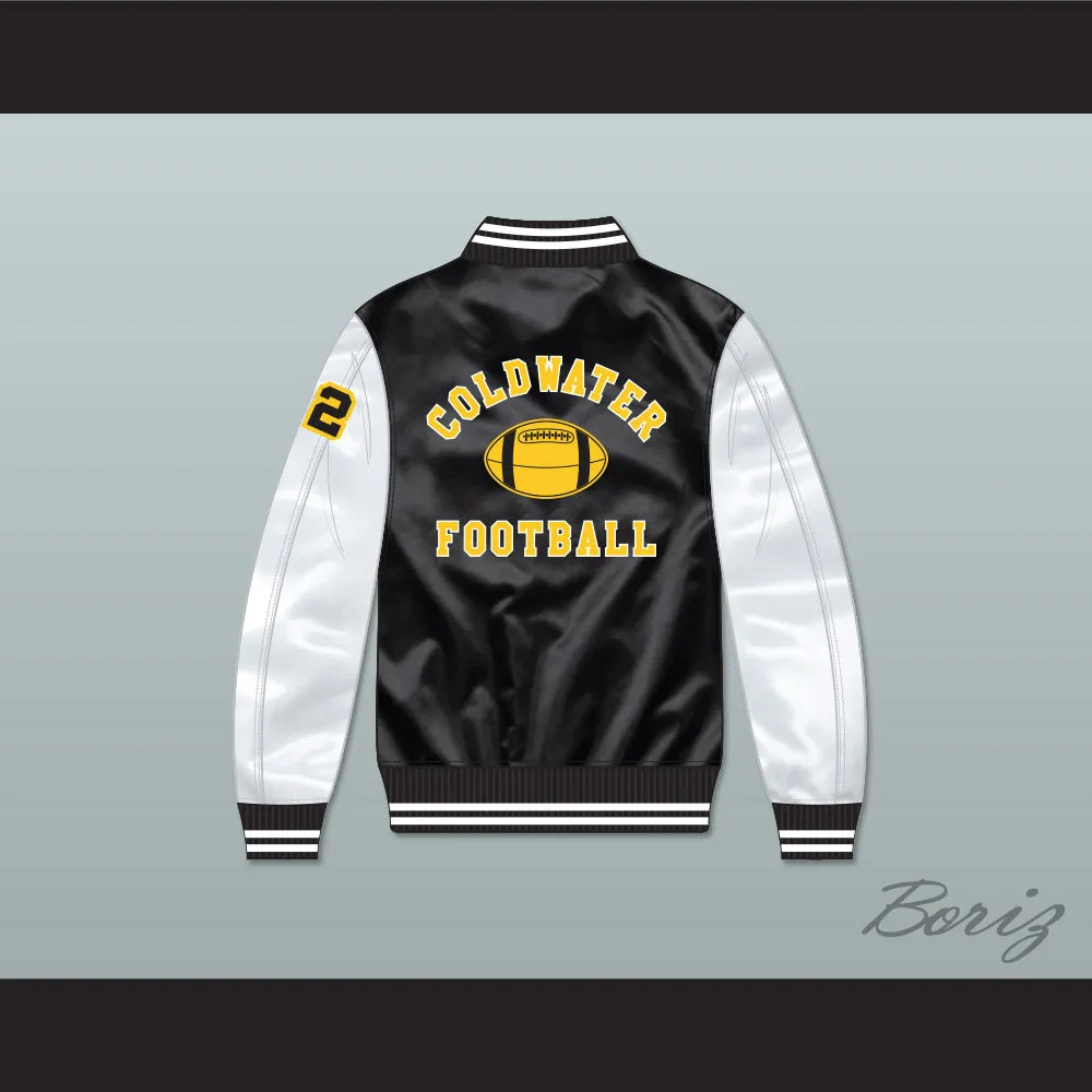 Coldwater High School Football Black/ White Varsity Letterman Satin Bomber Jacket