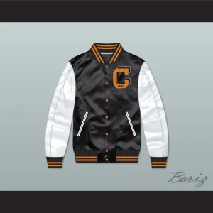 Cooley High School Black/ White Varsity Letterman Satin Bomber Jacket