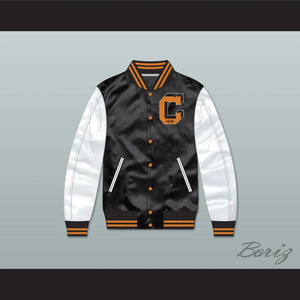 Cooley High School Black/ White Varsity Letterman Satin Bomber Jacket