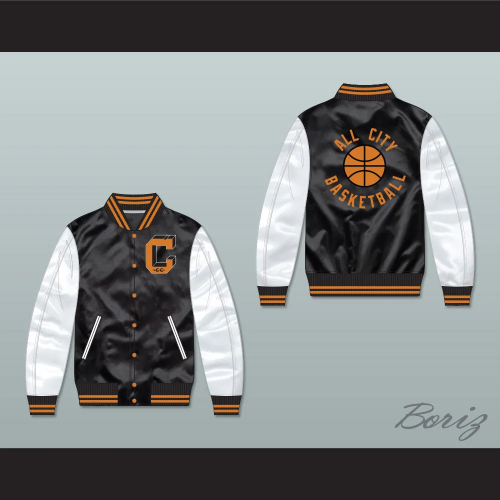 Cooley High School Black/ White Varsity Letterman Satin Bomber Jacket