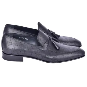 Corrente Men’s Black Almond Toe Tassel Loafer
