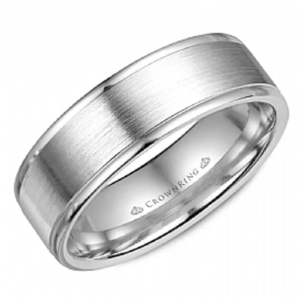 CrownRing 6.5MM Brushed Finish Center with High Polished Edge Wedding Band