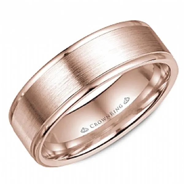CrownRing 6.5MM Brushed Finish Center with High Polished Edge Wedding Band