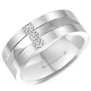 CrownRing 8MM Satin & High Polish Wide Diamond Wedding Band