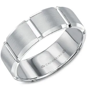 CrownRing 8MM Satin & High Polished Wide Grooved Wedding Band