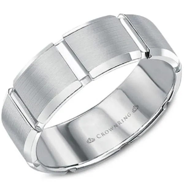 CrownRing 8MM Satin & High Polished Wide Grooved Wedding Band