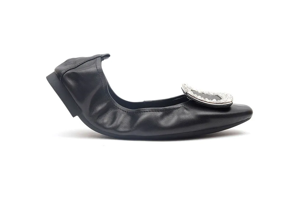 Crystal Buckle Foldable Flats