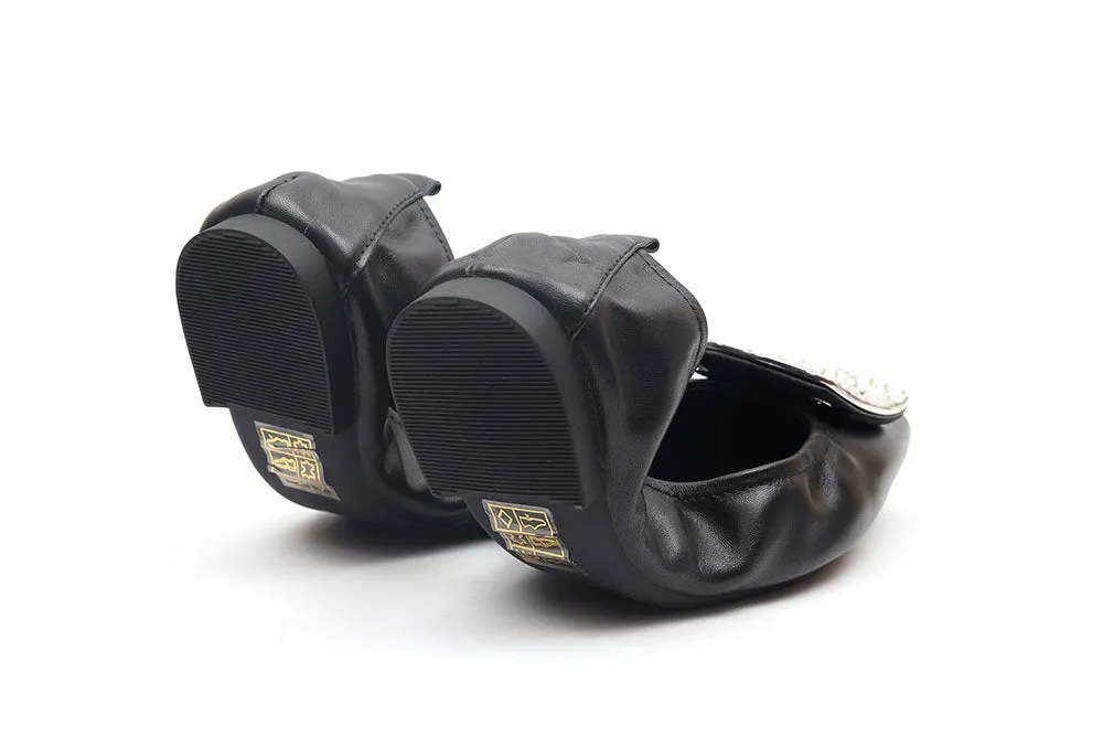 Crystal Buckle Foldable Flats