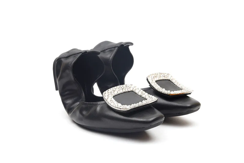 Crystal Buckle Foldable Flats