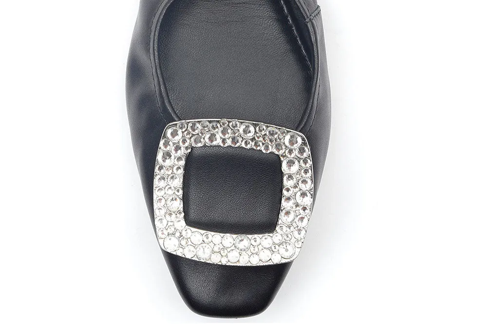 Crystal Buckle Foldable Flats