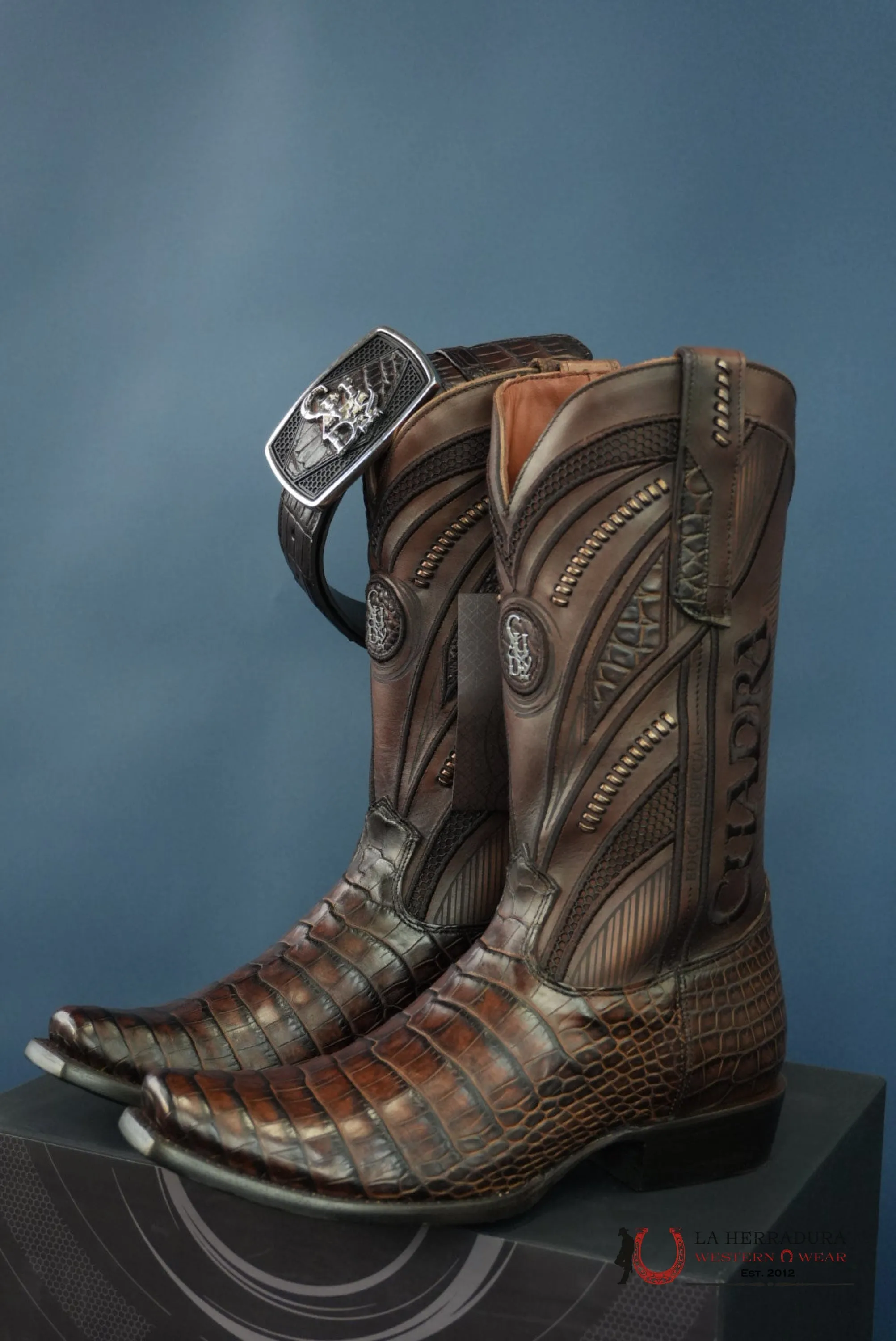 CUADRA IMPERIO BOOTS ALLIGATOR LIMITED EDTION MOKA NARROW SQUARE TOE