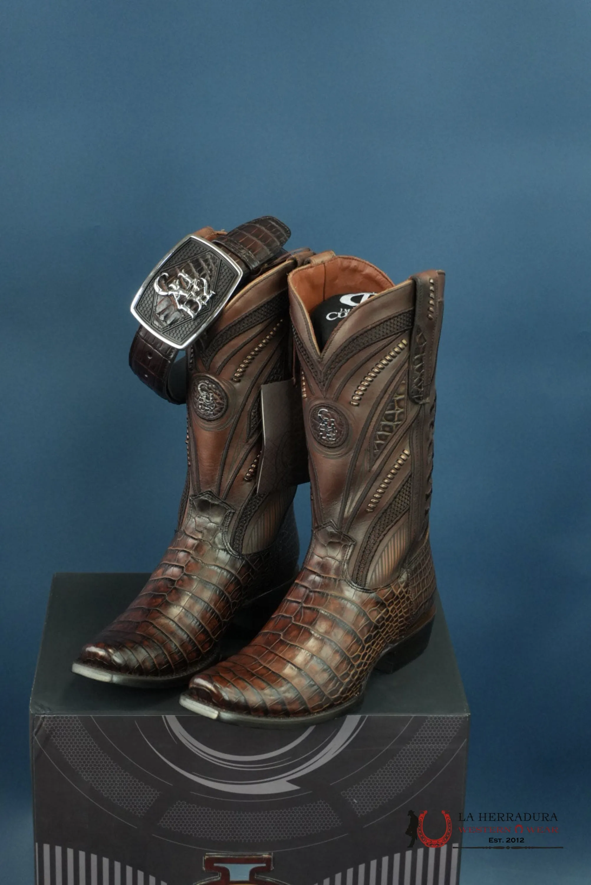 CUADRA IMPERIO BOOTS ALLIGATOR LIMITED EDTION MOKA NARROW SQUARE TOE