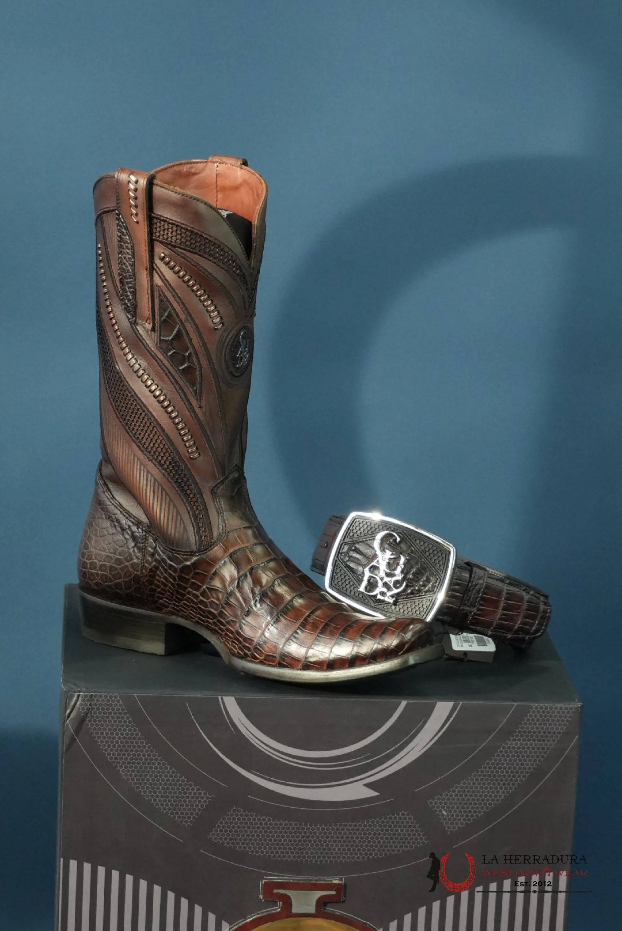 CUADRA IMPERIO BOOTS ALLIGATOR LIMITED EDTION MOKA NARROW SQUARE TOE