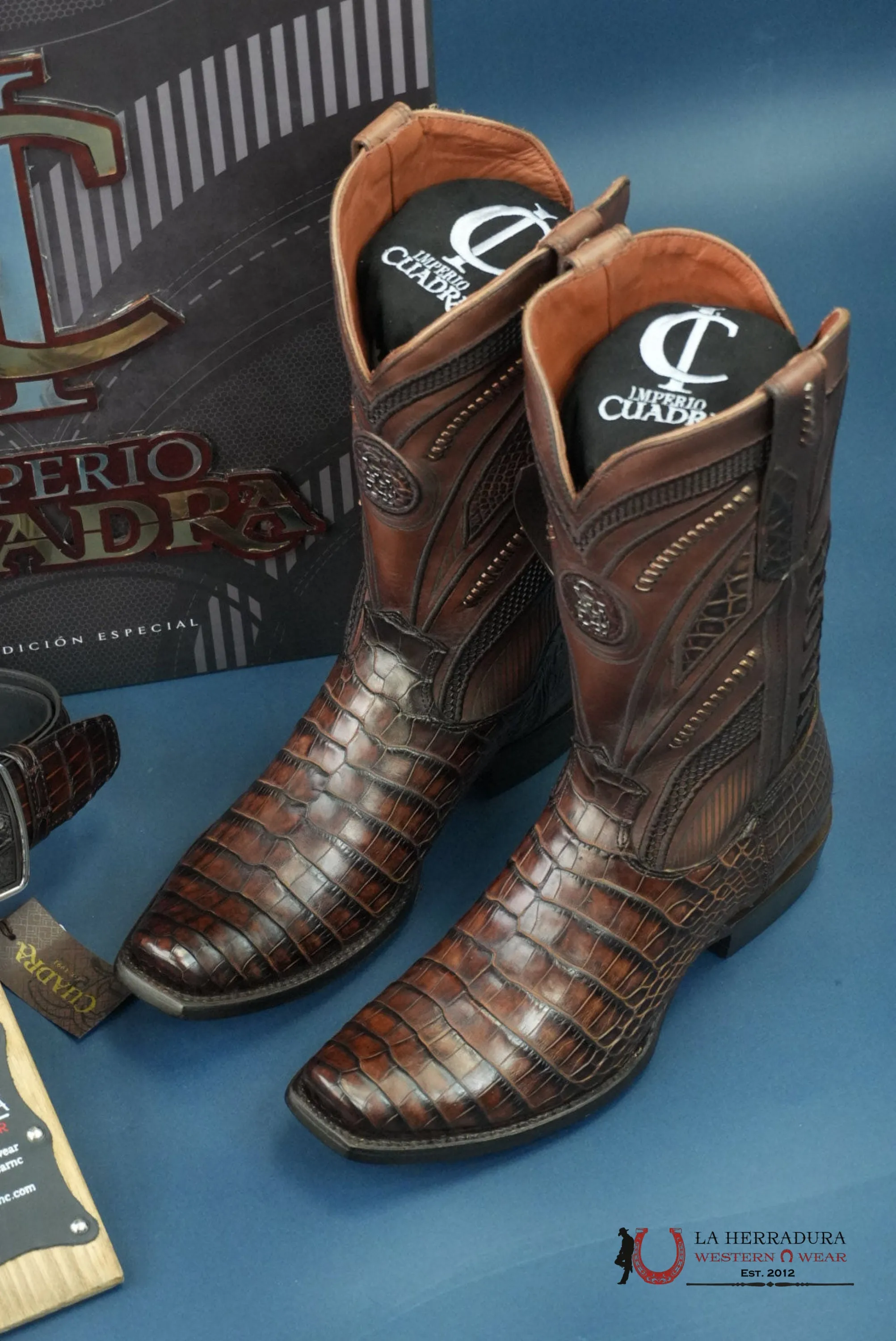 CUADRA IMPERIO BOOTS ALLIGATOR LIMITED EDTION MOKA NARROW SQUARE TOE