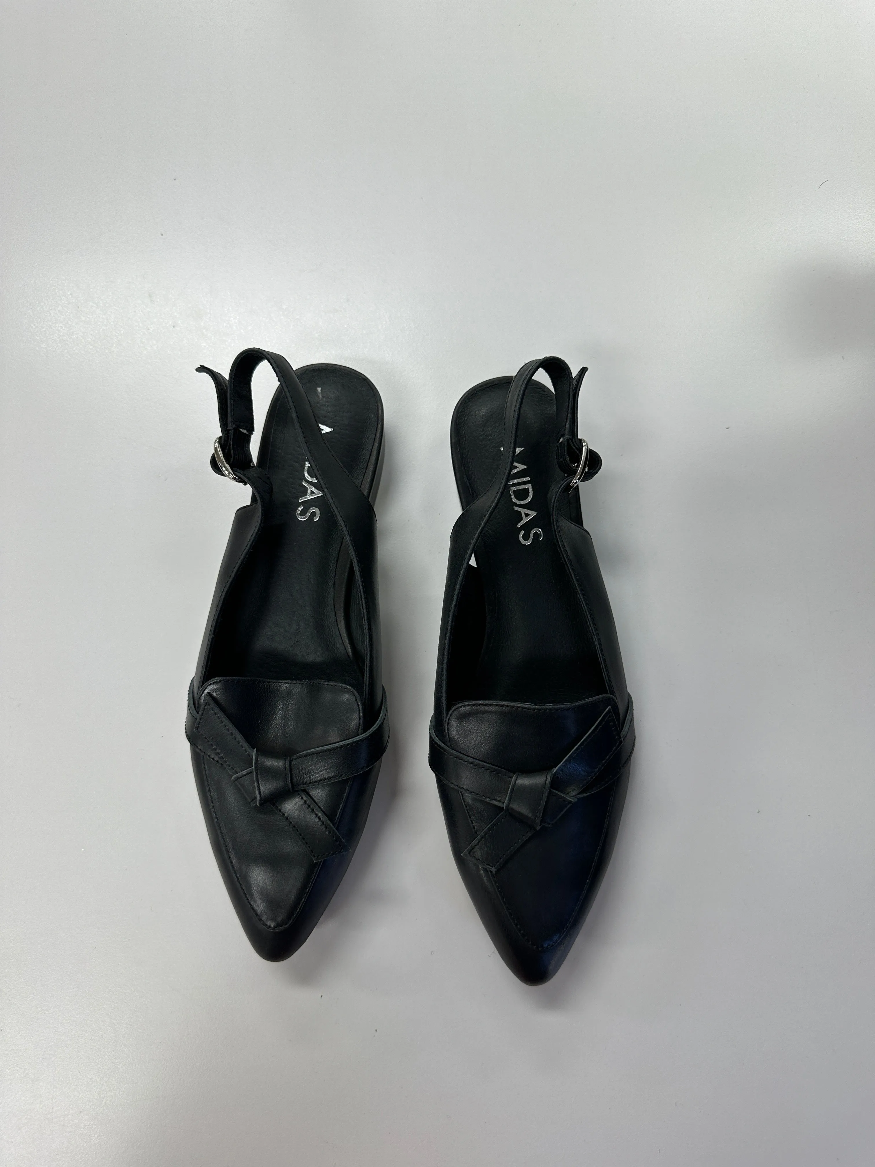 Dido Black Leather Slingback Flat Heel