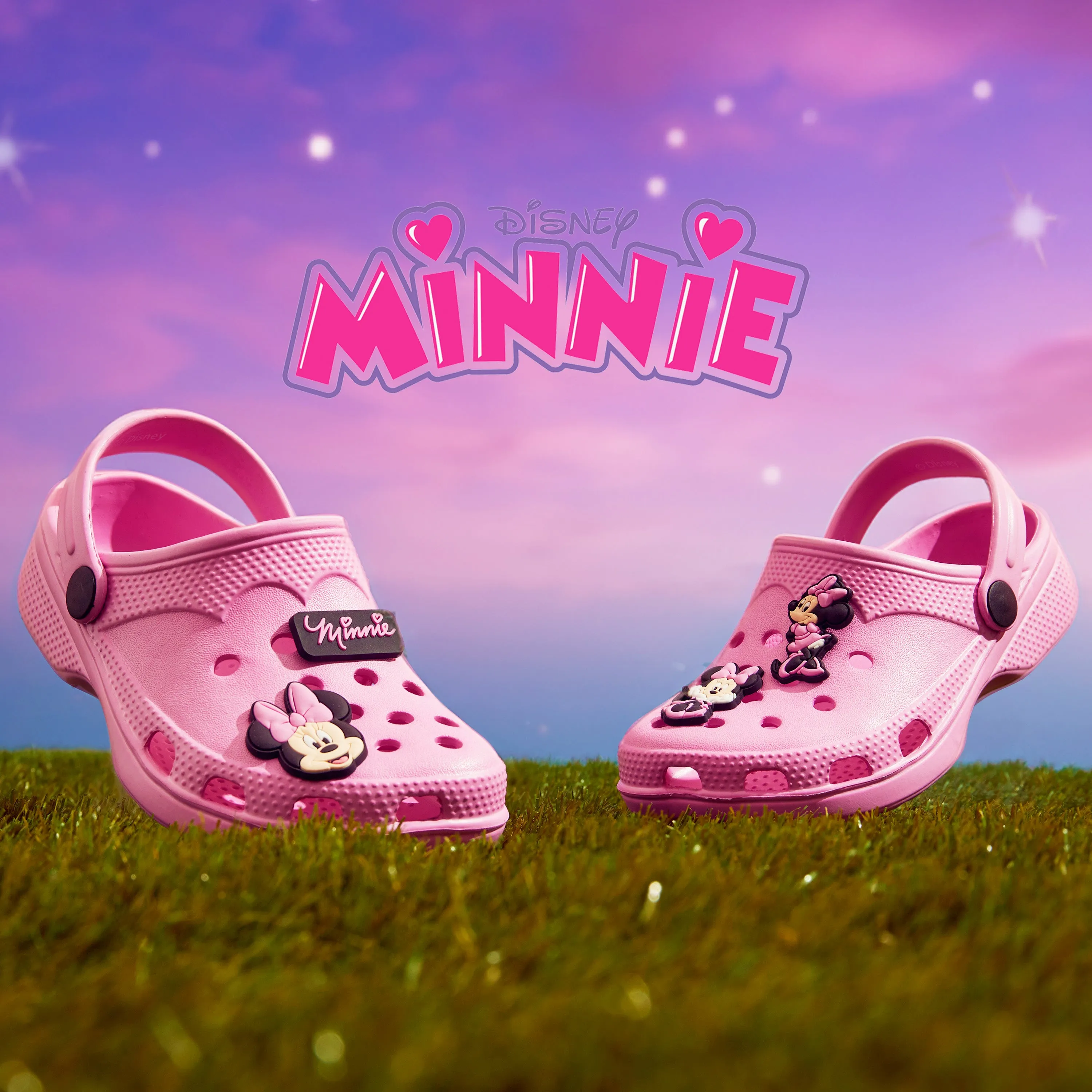 Disney Girls Clogs with Removable Rubber Charms - Pink Minnie