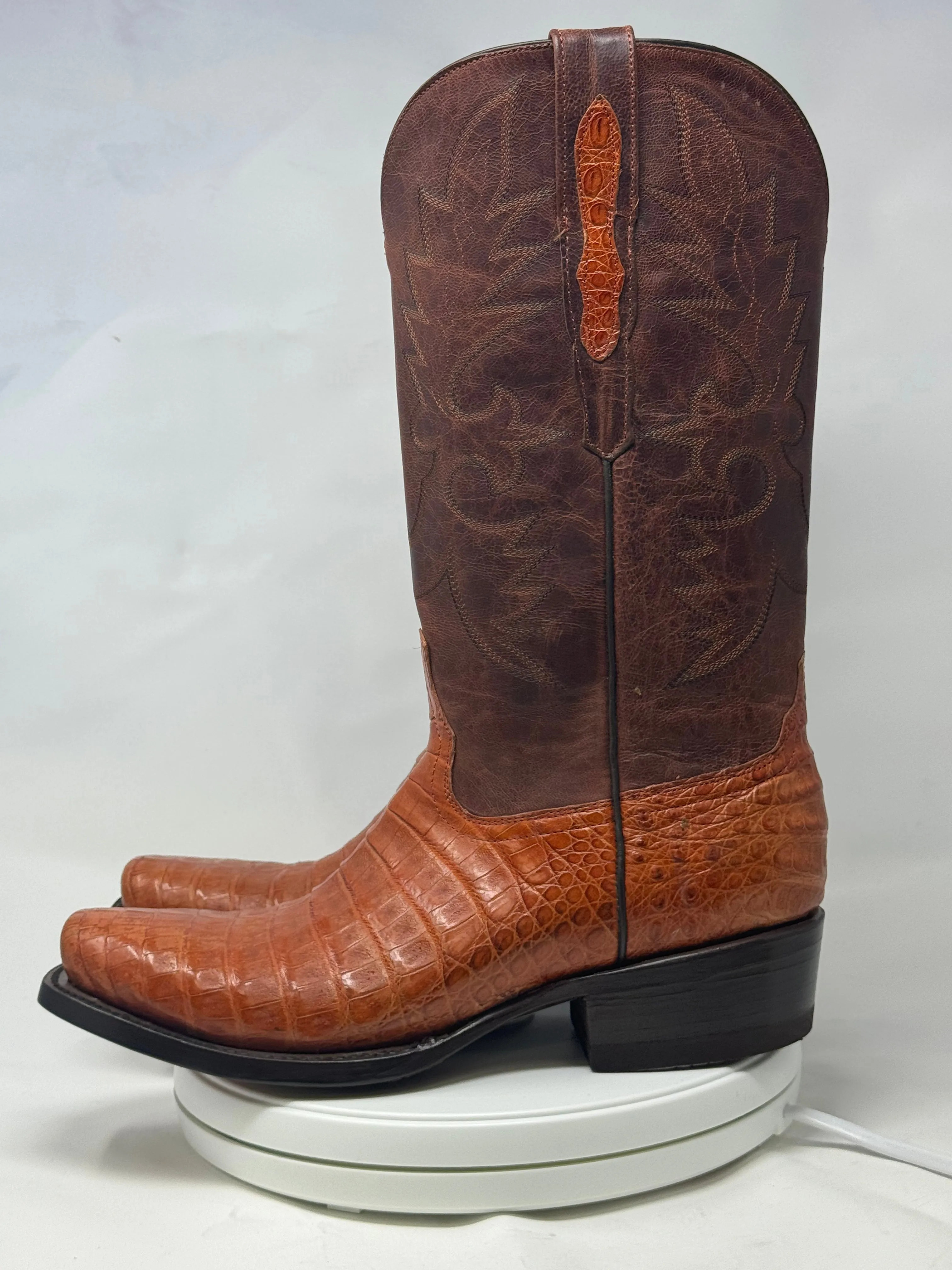 DJ2026 | Don Juan Boots Men's Caiman Belly Brandy Diamond Toe