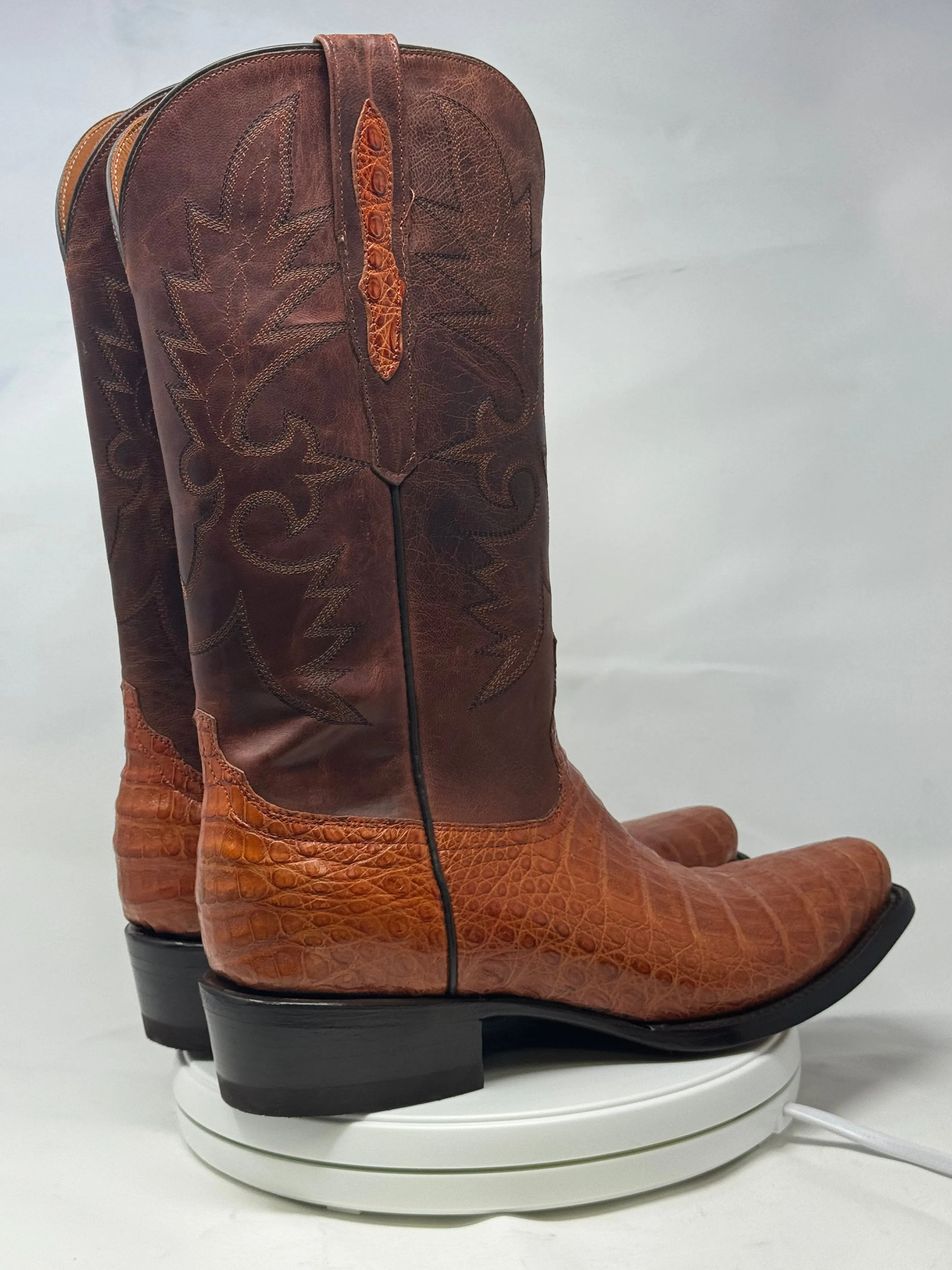 DJ2026 | Don Juan Boots Men's Caiman Belly Brandy Diamond Toe