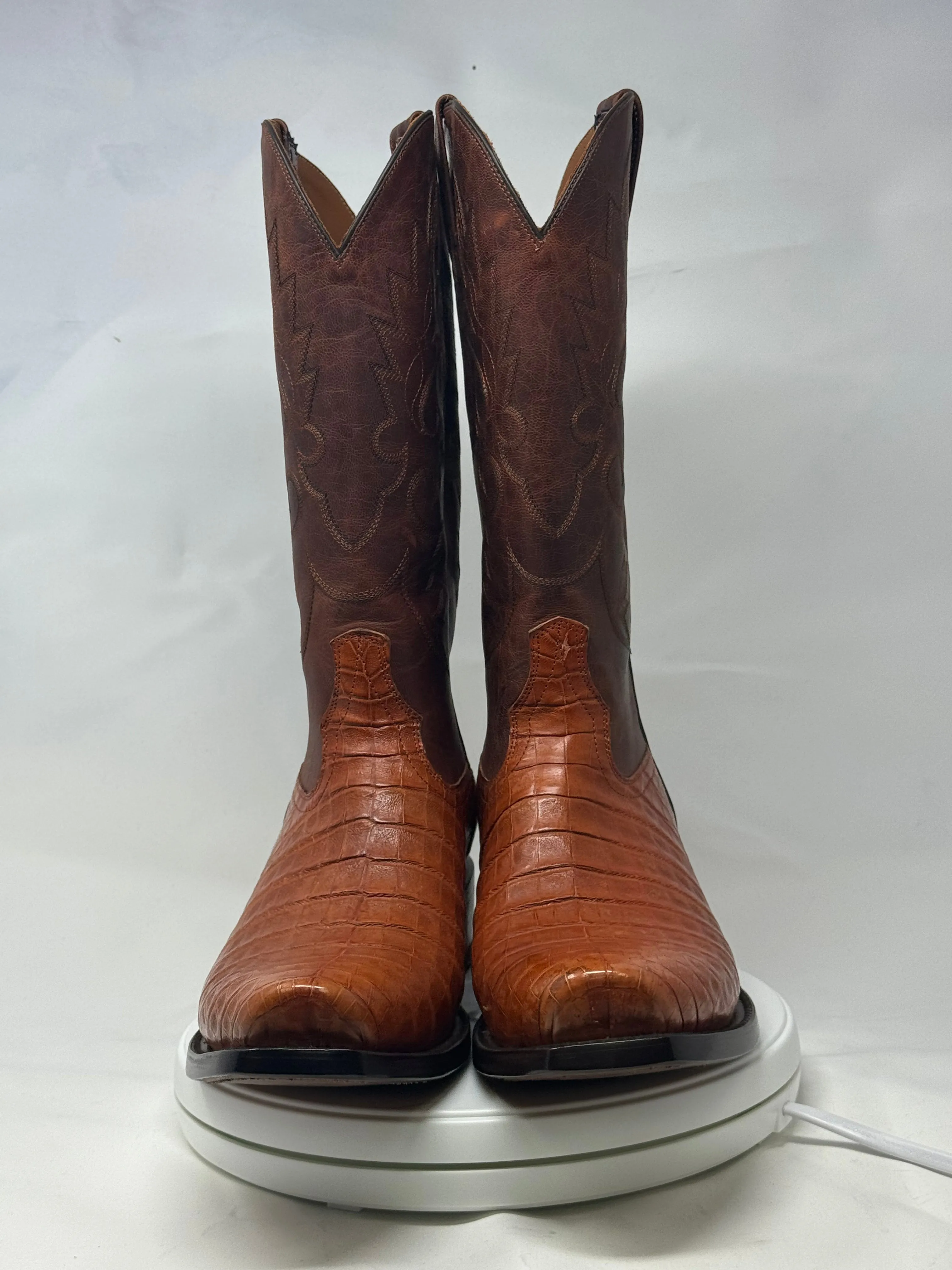 DJ2026 | Don Juan Boots Men's Caiman Belly Brandy Diamond Toe