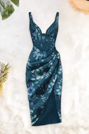 Draped midi dress by Averie