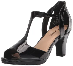Easy Street Women's Flash Heeled Sandal, Black Patent, 8 Wide
