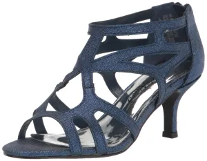 Easy Street Women's Flattery Heeled Sandal, Navy Glitter, 10 X-Wide