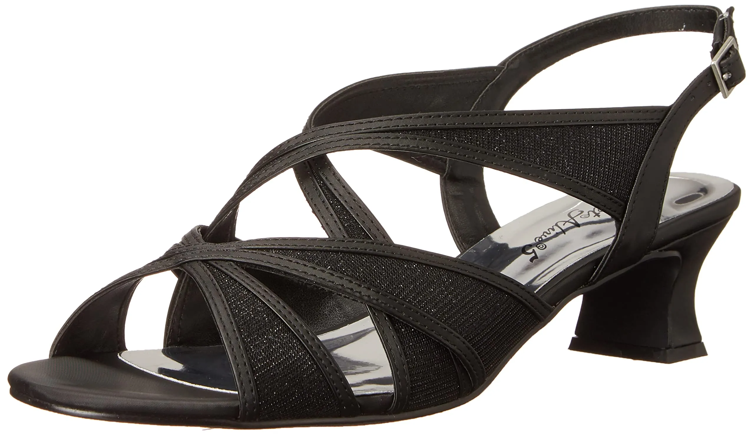 Easy Street Women's Tristen Heeled Sandal, Black Satin, 8