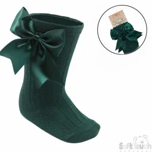 Emerald Knee High Girls Bow Socks (0-24M)