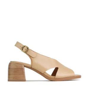 Eos Isadora Tan Beige Heeled Slingback Sandal