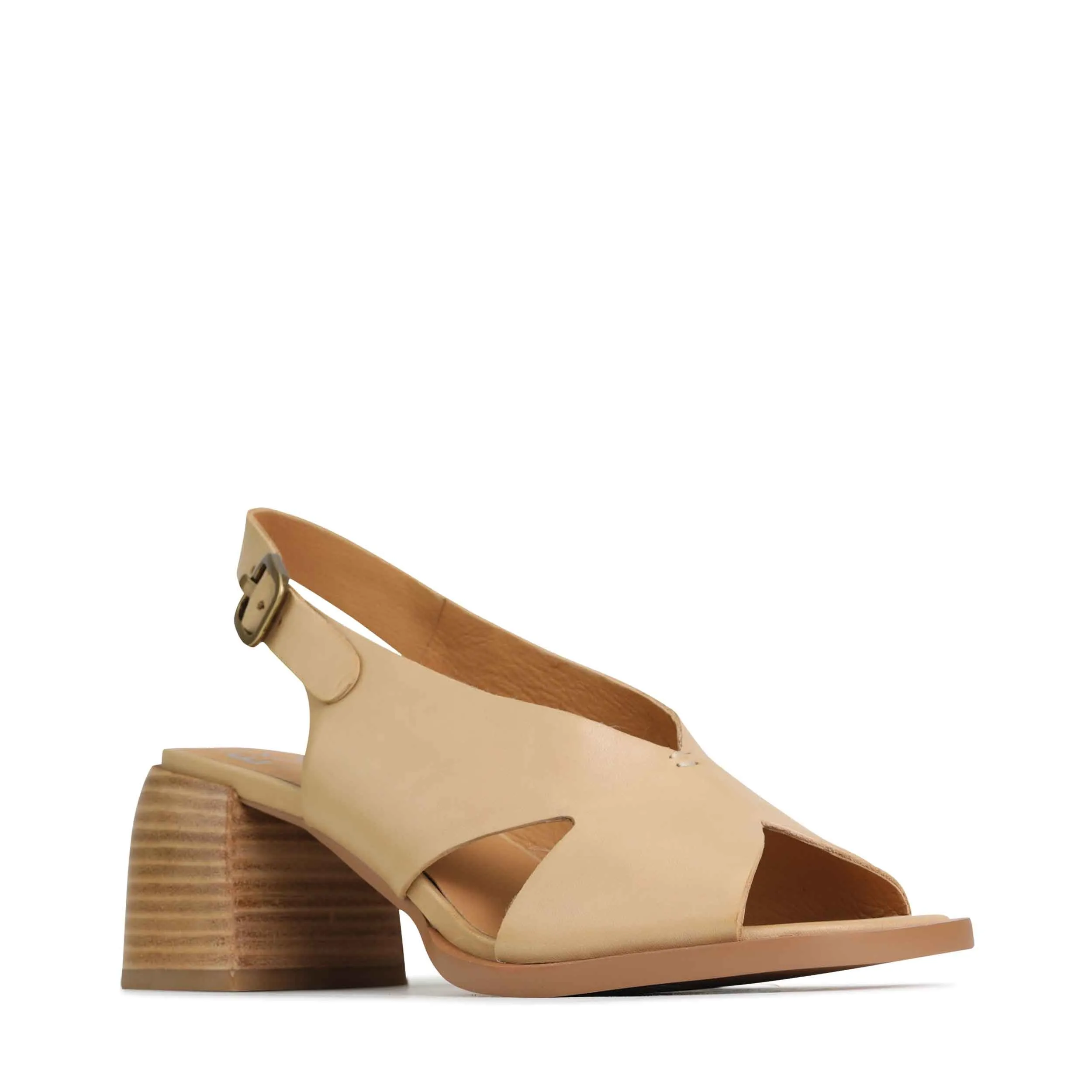 Eos Isadora Tan Beige Heeled Slingback Sandal