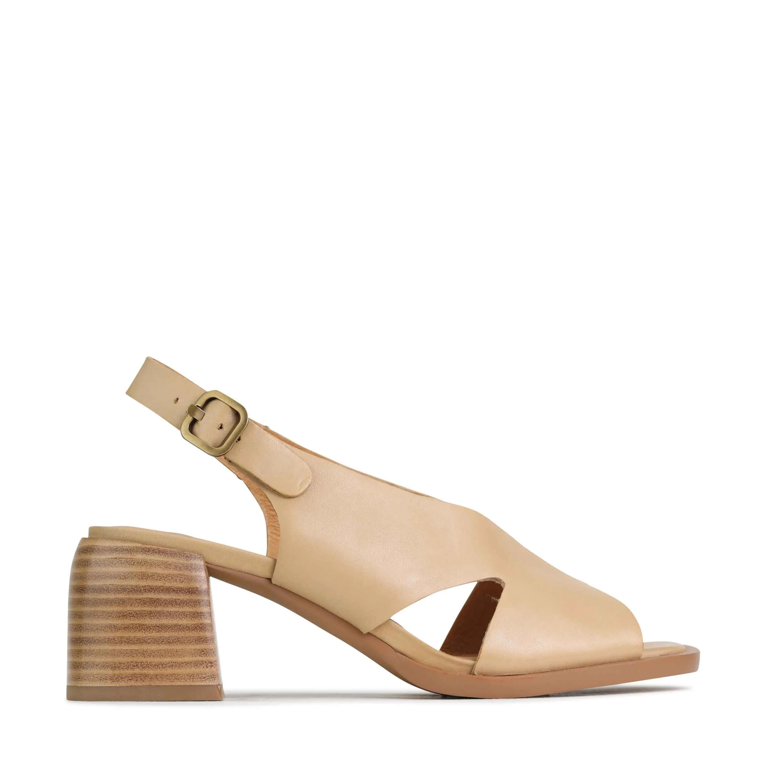 Eos Isadora Tan Beige Heeled Slingback Sandal