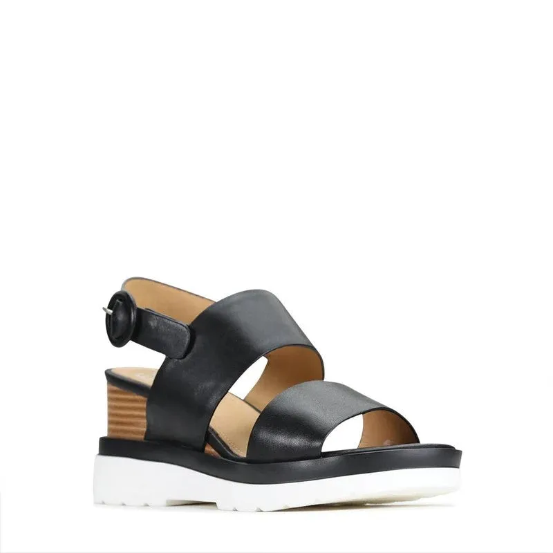 Eos Jades Black Slingback Wedge Sandal