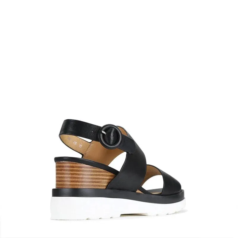 Eos Jades Black Slingback Wedge Sandal