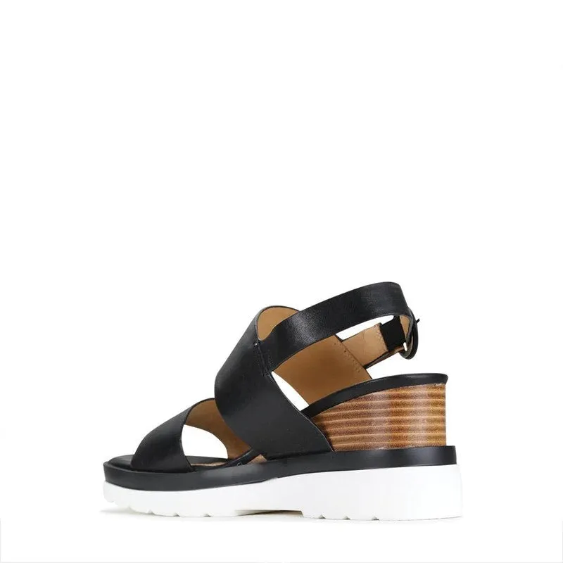 Eos Jades Black Slingback Wedge Sandal