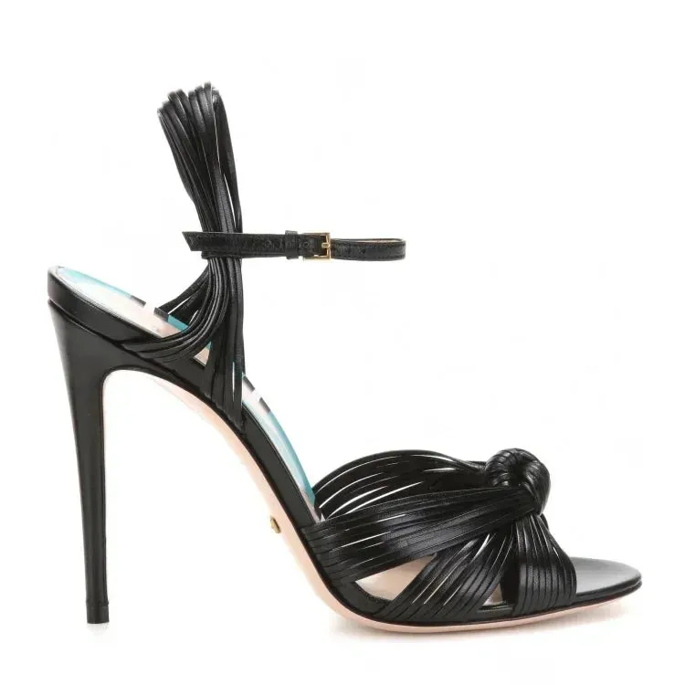 European American Women Big Size Shallow Gold Stiletto Sandals