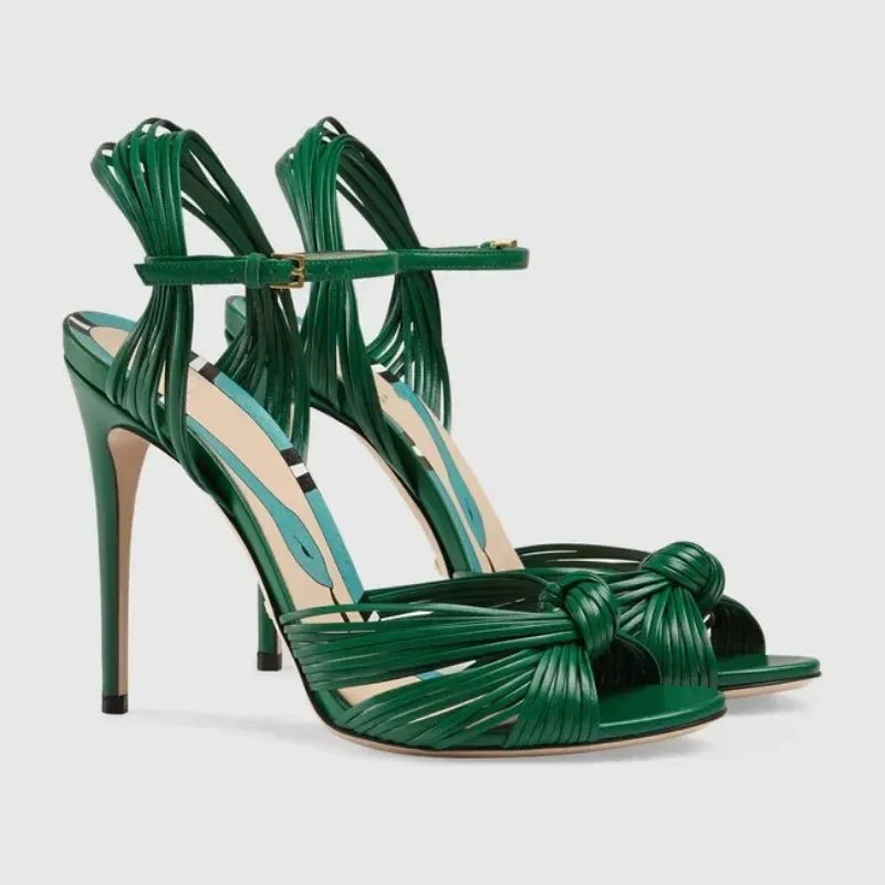 European American Women Big Size Shallow Gold Stiletto Sandals