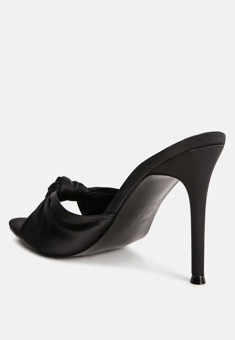 First Crush Satin Knot High Heeled Sandals By Ruw