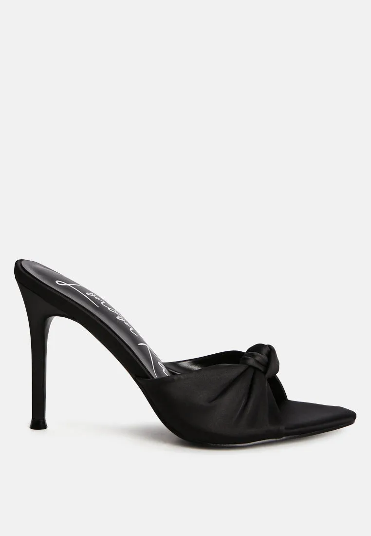 First Crush Satin Knot High Heeled Sandals By Ruw