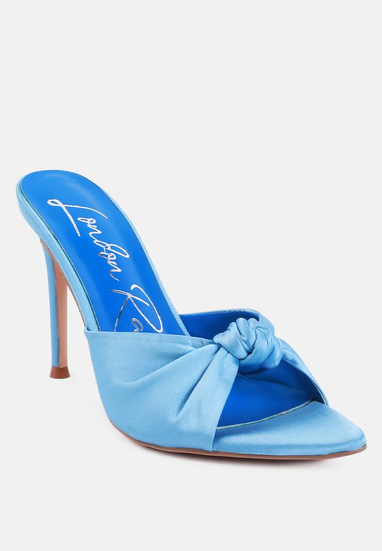 First Crush Satin Knot High Heeled Sandals By Ruw