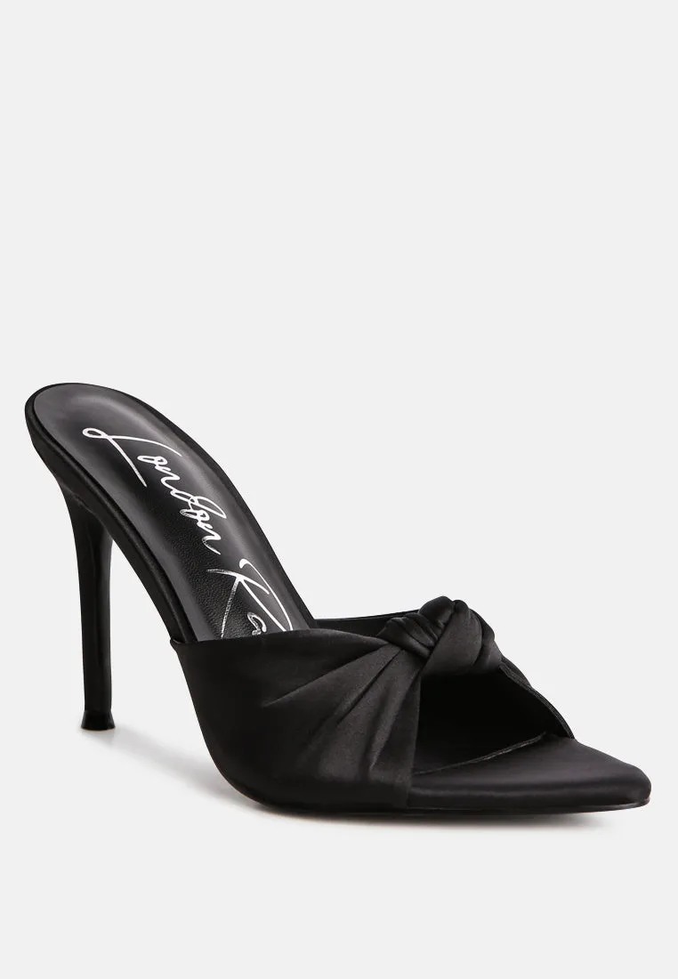 First Crush Satin Knot High Heeled Sandals By Ruw